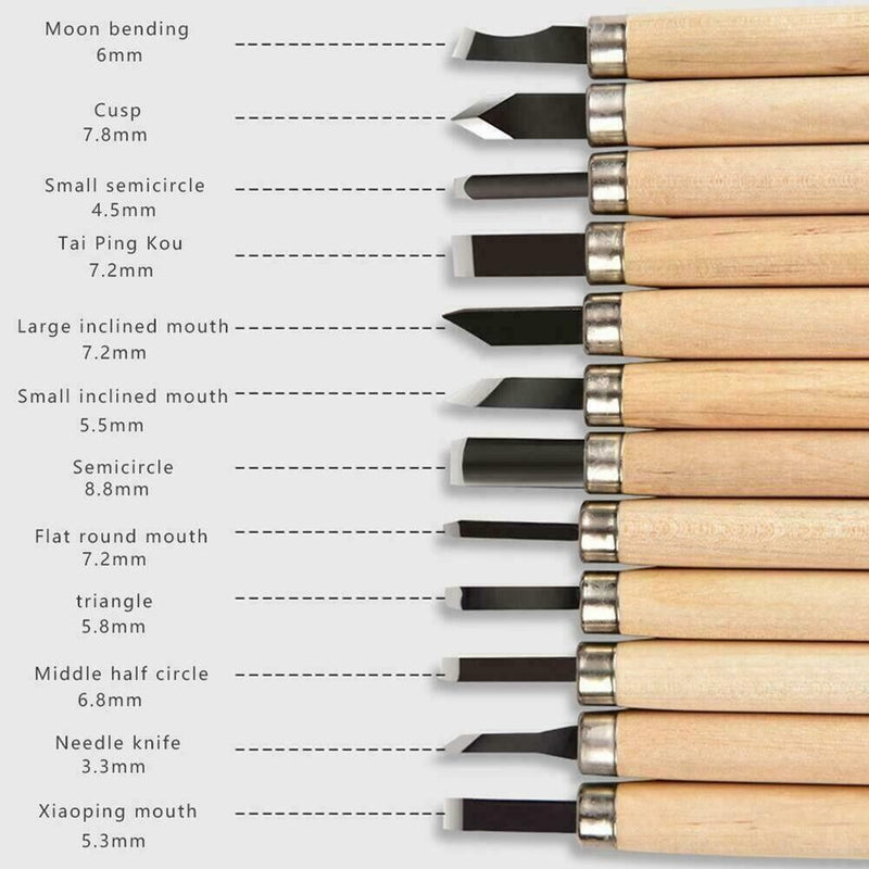 12 Wood Carving Knife & Chisel Set