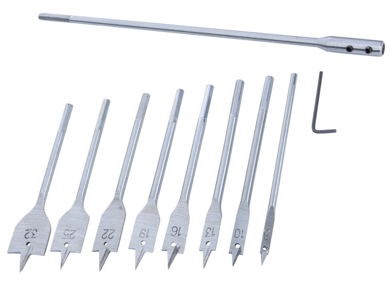 10pc Flat wood Drill Bit Set