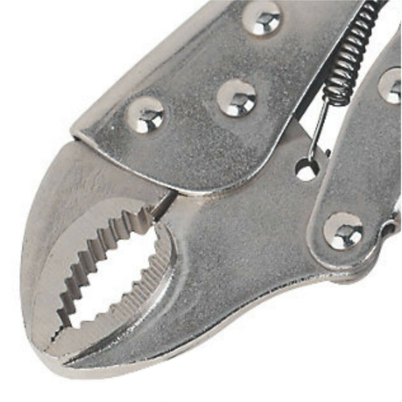 Locking Pliers Heavy Duty Curved Mole Grips Self Nickel Plated 7"(180mm)