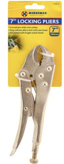 Locking Pliers Heavy Duty Curved Mole Grips Self Nickel Plated 7"(180mm)