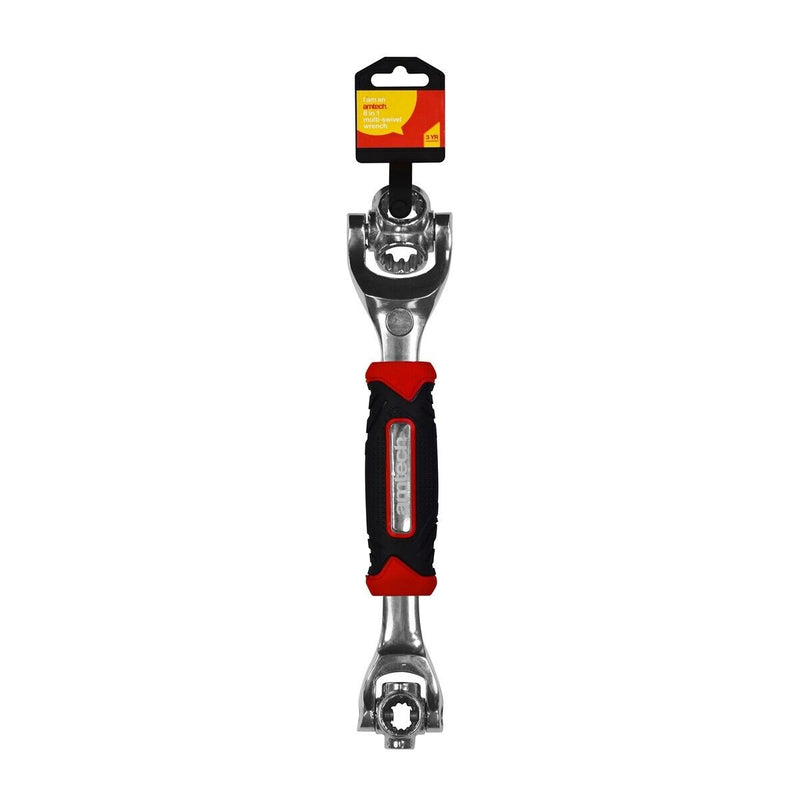 Amtech K1455 8-in-1 Multi Swivel Wrench, Covers 5/16”/8mm to 3/4”/19mm Sizes