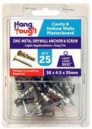 Zinc Metal Drywall Anchor and Screw (30x4.5x35mm)