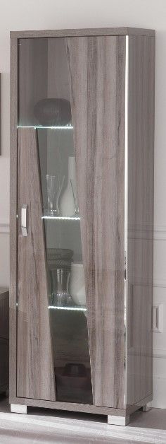 San Martino Glamour Grey Walnut 1 Door Cabinet With LED Light