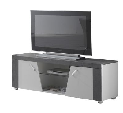 San Martino Ascot White And Grey High Gloss TV Unit With Glass Shelf